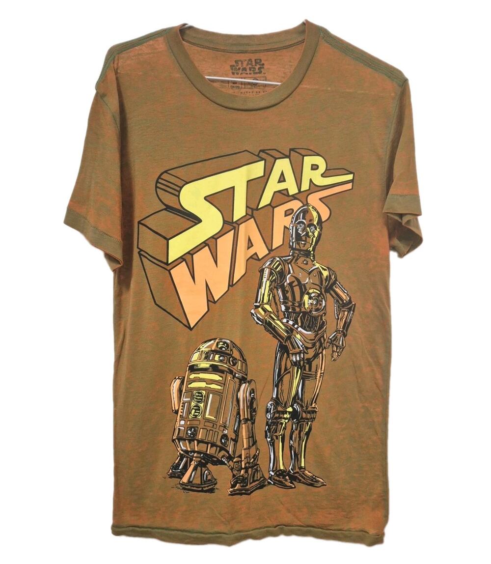 Mad Engine Star Wars Orange Acid Wash Tee R2D2 C3PO Adult S(34/36)